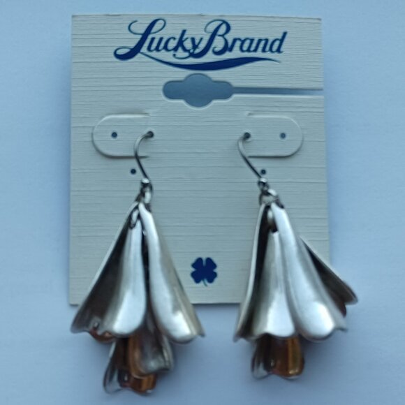 Lucky Brand Silver Tone Petal Drop Earrings - Picture 5 of 5